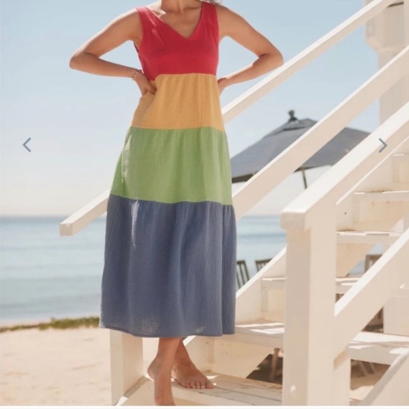 Marine Layer Corinne Rainbow Maxi Dress Size Large - Picture 3 of 12